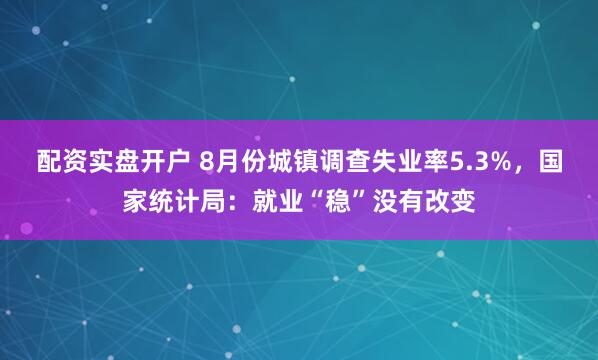 配资实盘开户 8月份城镇调查失业率5.3%，国家统计局：就业“稳”没有改变